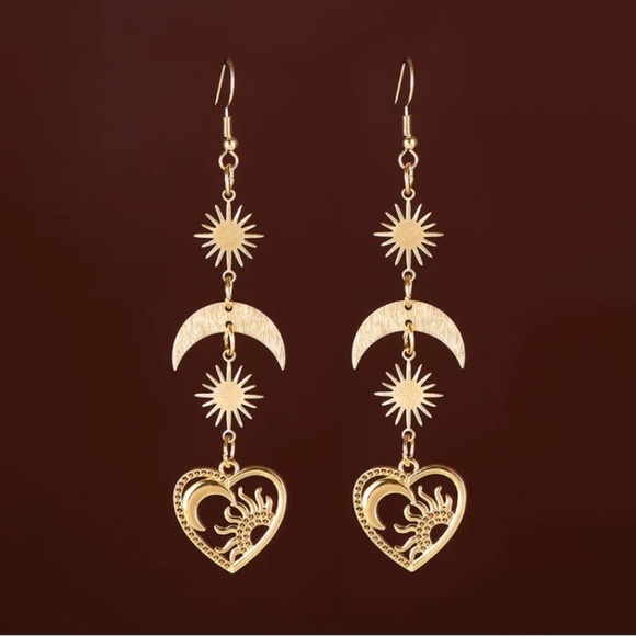 New gold hippie moon sun star phase celestial gods long - Picture 2 of 3